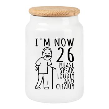 26. Geburtstag 26er 26ter Ich bin jetzt 26 Jahre - Keksdose mit Holzdeckel - Weiß - Vorne