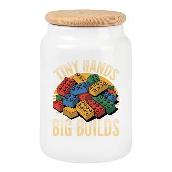 Blocs de construction Enfants Brick Builder - Boîte à biscuits avec couvercle en bois - blanc - Devant