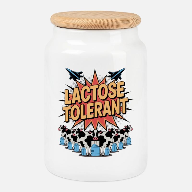 Tolérant au lactose - Boîte à biscuits avec couvercle en bois - blanc