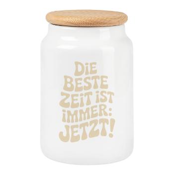 The best time is always live now Carpe Diem - Cookie Jar with Wooden Lid - white - Front