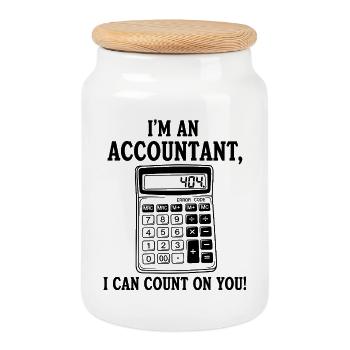 Accountant Count On You Graphic - Cookie Jar with Wooden Lid - white - Front