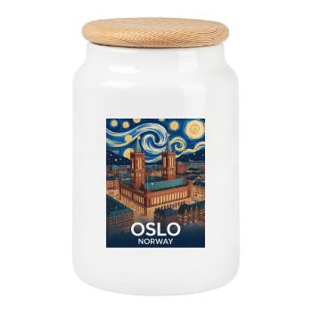 Oslo - Boîte à biscuits avec couvercle en bois - blanc - Devant