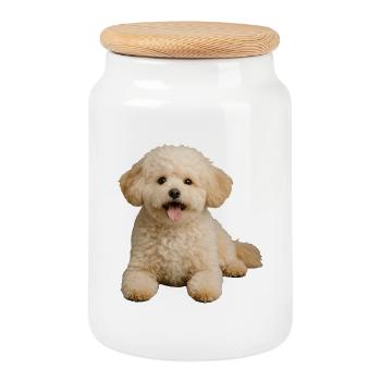 Maltipoo - Keksdose mit Holzdeckel - Weiß - Vorne