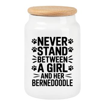 Bernedoodle Saying Girl Bernedoodle Gift - Cookie Jar with Wooden Lid - white - Front