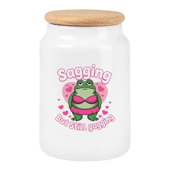 Embarrassant Drôle Mème Grenouille Inapproprié - Boîte à biscuits avec couvercle en bois - blanc - Devant