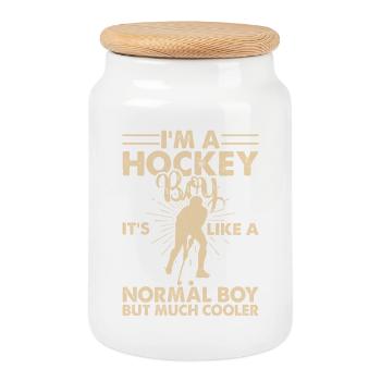 Hockey Eishockey Eishockeyspieler Geschenk - Cookie Jar with Wooden Lid - white - Front