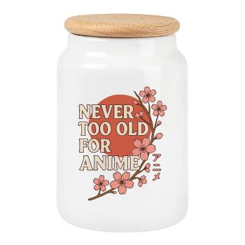 Jamais trop vieux pour la conception de streetwear d’anime au Japon - Boîte à biscuits avec couvercle en bois - blanc - Devant