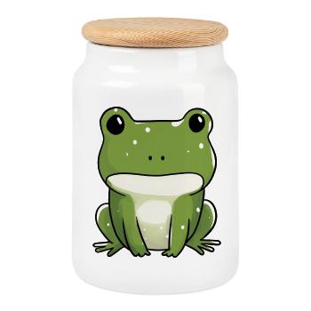grenouille mignonne pour anniversaire enfant - Boîte à biscuits avec couvercle en bois - blanc - Devant