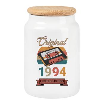 Original 1994 Limited Edition Geburtstag Geschenk - Keksdose mit Holzdeckel - Weiß - Vorne