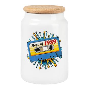 1989 MUSIKKASETTE BEST OF - Boîte à biscuits avec couvercle en bois - blanc - Devant