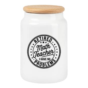 Citation sur le départ à la retraite d’un professeur de mathématiques à la retraite - Boîte à biscuits avec couvercle en bois - blanc - Devant