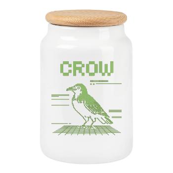 T-shirt rétro Pixel Crow dans le style 8 bits - Boîte à biscuits avec couvercle en bois - blanc - Devant