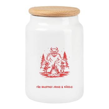 KRAMPUS FAN CLUB NIKOLAUS KRAMPUSTAG PERCHTEN - Cookie Jar with Wooden Lid - white - Front