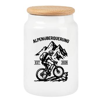 Alpenüberquerung EST 2026 - Fahrrad - Keksdose mit Holzdeckel - Weiß - Vorne