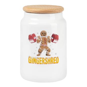 Christmas Gingerbread Pumper Gym Bodybuilding - Keksdose mit Holzdeckel - Weiß - Vorne