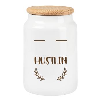 I Love Hustlin - Cookie Jar with Wooden Lid - white - Front