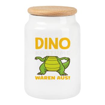 Dino Kostüm Lustiges Karneval Helau Fasching Alaaf - Keksdose mit Holzdeckel - Weiß - Vorne