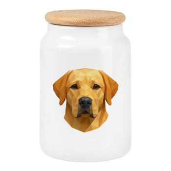 Polygon Labrador Retriever Cadeau - Boîte à biscuits avec couvercle en bois - blanc - Devant