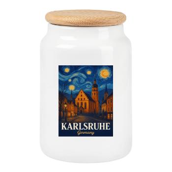 Karlsruhe Style de peinture de la ville des étoiles - Boîte à biscuits avec couvercle en bois - blanc - Devant