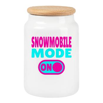 Snowmobile Mode ON - Keksdose mit Holzdeckel - Weiß - Vorne