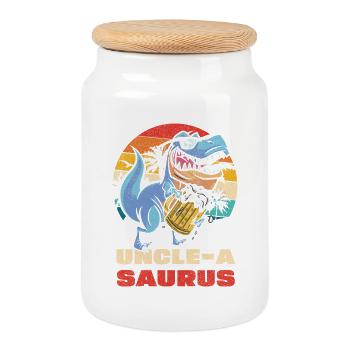OncleASaurus Bierheld - Boîte à biscuits avec couvercle en bois - blanc - Devant