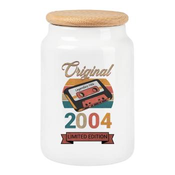 Original 2004 Limited Edition Geburtstag Geschenk - Keksdose mit Holzdeckel - Weiß - Vorne