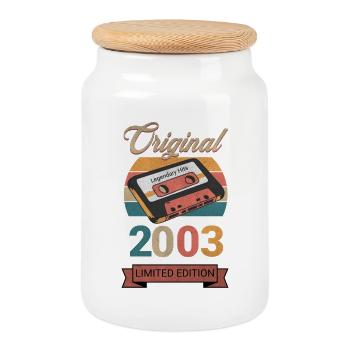 Original 2003 Limited Edition Geburtstag Geschenk - Keksdose mit Holzdeckel - Weiß - Vorne