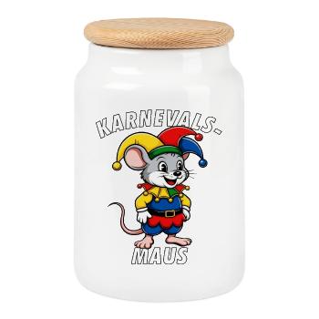 CARNIVAL MOUSE - Cookie Jar with Wooden Lid - white - Front