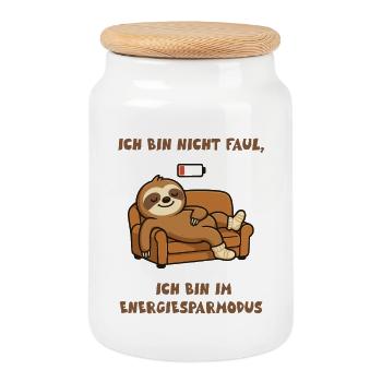 Conception du mode d’économie d’énergie paresseux - Boîte à biscuits avec couvercle en bois - blanc - Devant