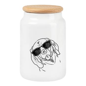 Cool Drôle Beagle Tilt Head Lunettes de soleil Amoureux des chiens - Boîte à biscuits avec couvercle en bois - blanc - Devant