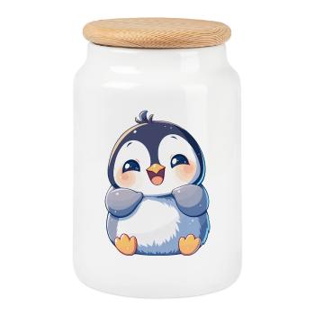Penguins Penguin - Cookie Jar with Wooden Lid - white - Front