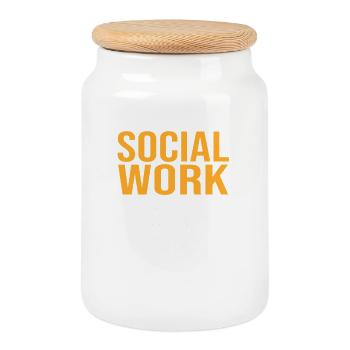 Social Worker Social Pedagogue Social Worker - Cookie Jar with Wooden Lid - white - Front