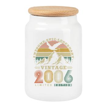 2006 Vintage Jahrgang Geburtstag Retro Geschenk - Keksdose mit Holzdeckel - Weiß - Vorne