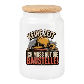 Pas le temps, je dois me rendre sur le chantier - Boîte à biscuits avec couvercle en bois - blanc - Devant