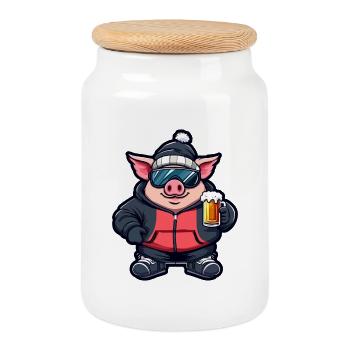Lunettes de ski Sow Piglet Ski - Boîte à biscuits avec couvercle en bois - blanc - Devant