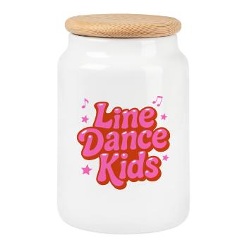 Linedance Kids - Tanz mit Herz - Musik Geschenk - Keksdose mit Holzdeckel - Weiß - Vorne