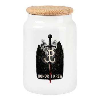 Honor i Krew Polish Resistance Art - Cookie Jar with Wooden Lid - white - Front