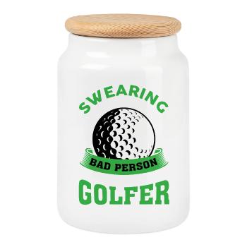 Golf - Keksdose mit Holzdeckel - Weiß - Vorne