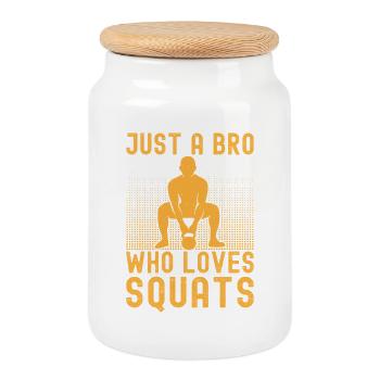 Fanatiques de fitness Bro qui aime les squats Calisthenics - Boîte à biscuits avec couvercle en bois - blanc - Devant
