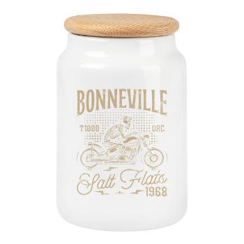 Bonneville Salt Flats Motorrad Geburtstag 1968 - Keksdose mit Holzdeckel - Weiß - Vorne