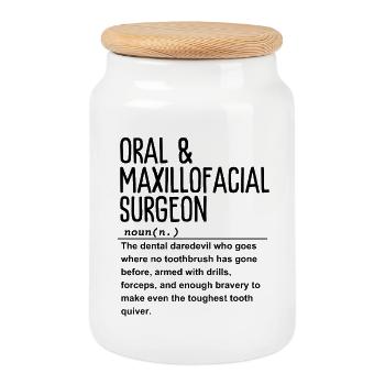 Oral and maxillofacial surgeon - Cookie Jar with Wooden Lid - white - Front