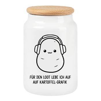 Patate gamer | Drôle de dicton pour les joueurs - Boîte à biscuits avec couvercle en bois - blanc - Devant