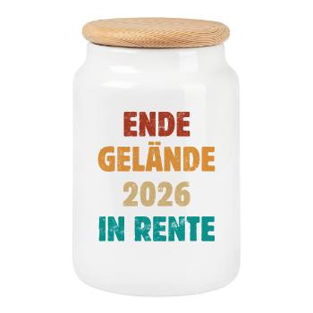 Ende Gelände 2026 dans Retraite - Retraite - Pension - Boîte à biscuits avec couvercle en bois - blanc - Devant
