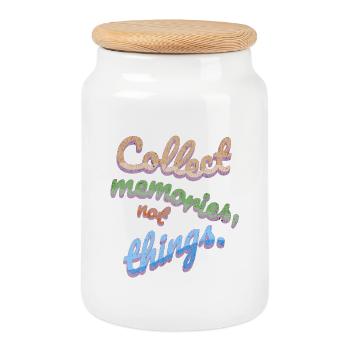 Collect Memories Not Things - Keksdose mit Holzdeckel - Weiß - Vorne