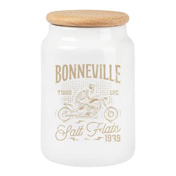Bonneville Salt Flats Motorrad Geburtstag 1979 - Keksdose mit Holzdeckel - Weiß - Vorne