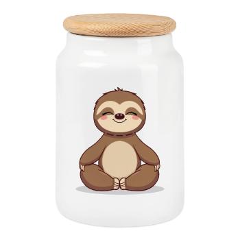 Méditer sur la paresse style zen - Boîte à biscuits avec couvercle en bois - blanc - Devant