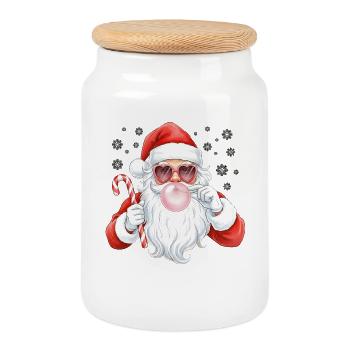 Père Noël Bubble Gum Rose - Boîte à biscuits avec couvercle en bois - blanc - Devant