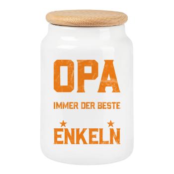 Opa Sein Heißt Immer Der Beste Zu Sein - Keksdose mit Holzdeckel - Weiß - Vorne