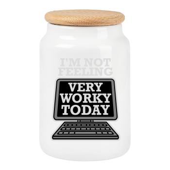 I'm Not Feeling Very Worky Today Faul Arbeit Humor - Cookie Jar with Wooden Lid - white - Front