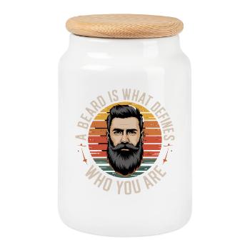 A Beard Defines Who You Are Retro Style - Cookie Jar with Wooden Lid - white - Front